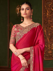 Pink Party Wear Chiffon Embellished Saree