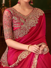 Pink Party Wear Chiffon Embellished Saree