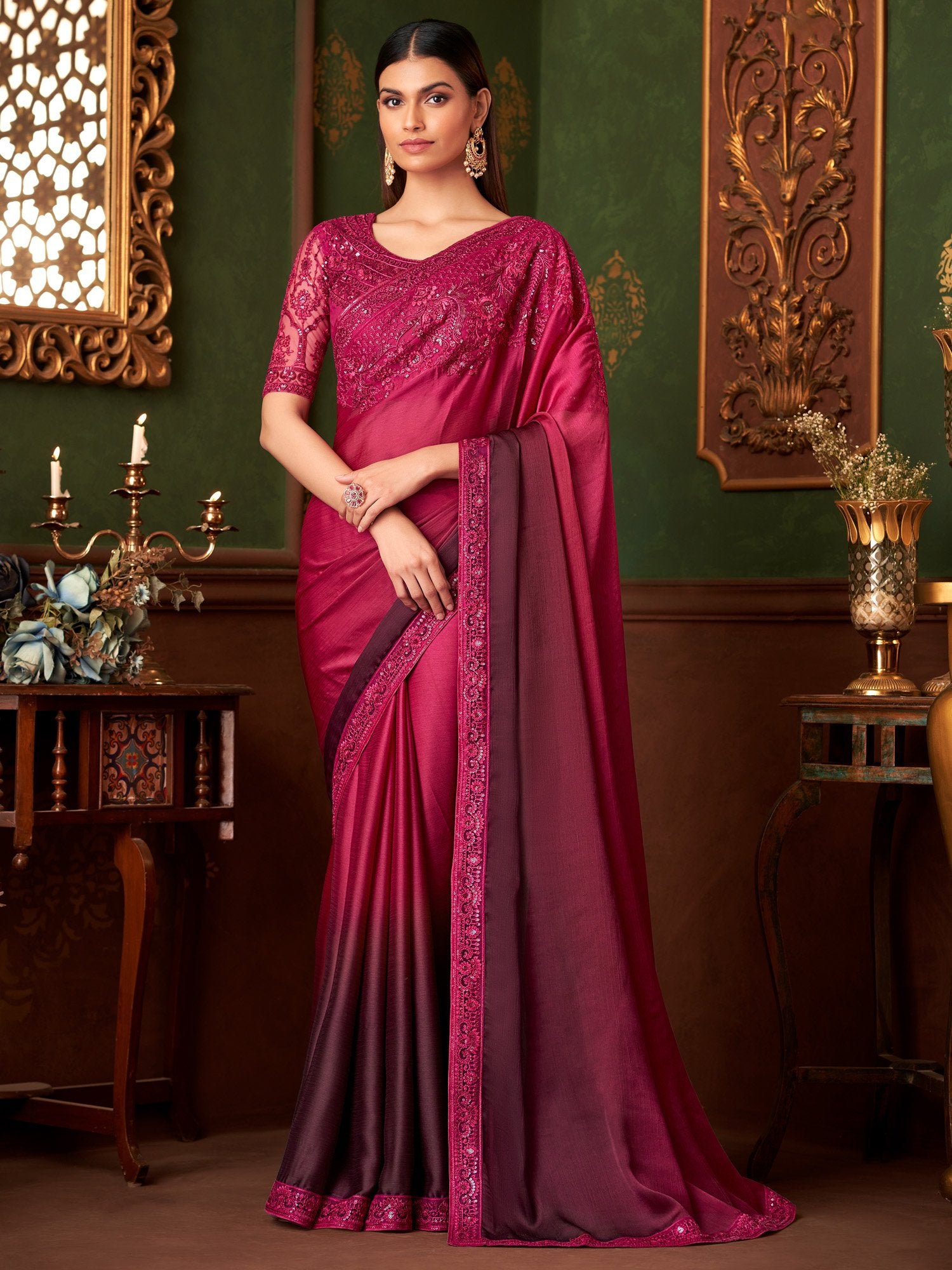 partywear designer saree for festive occasions