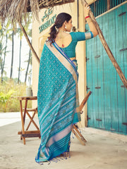 Light Pochampally Soft Silk Woven Saree