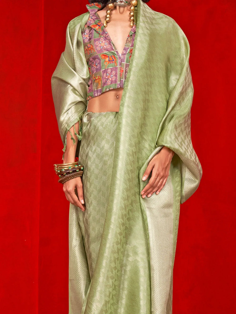 Light Party Wear Tissue Woven Saree - The Dori Store