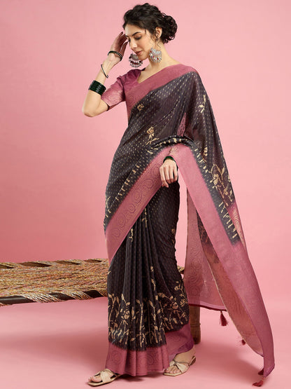 Black Sungudi Eri Silk Woven Saree