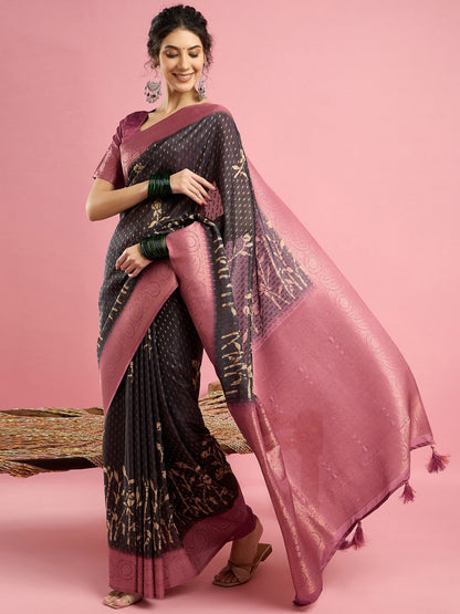 Black Sungudi Eri Silk Woven Saree