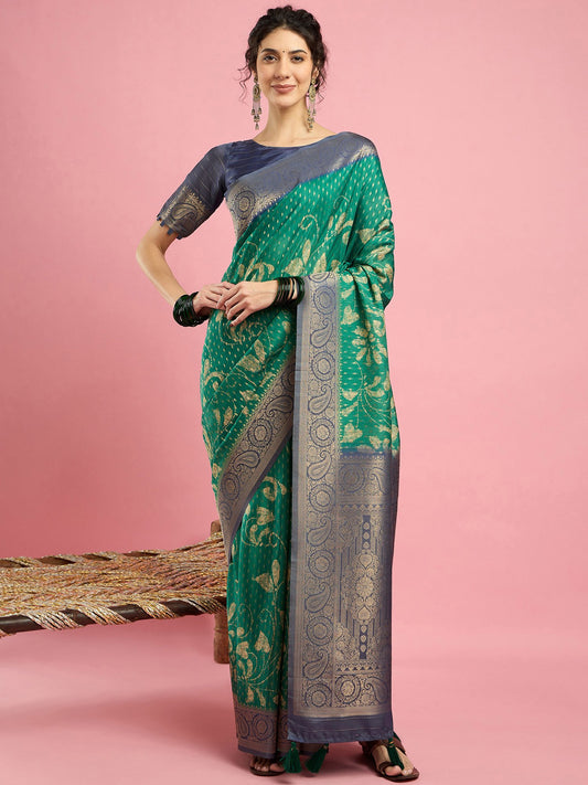 Green Green Sungudi Eri Silk Woven Saree