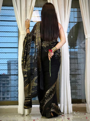 Black Party Wear Georgette Embellished Saree