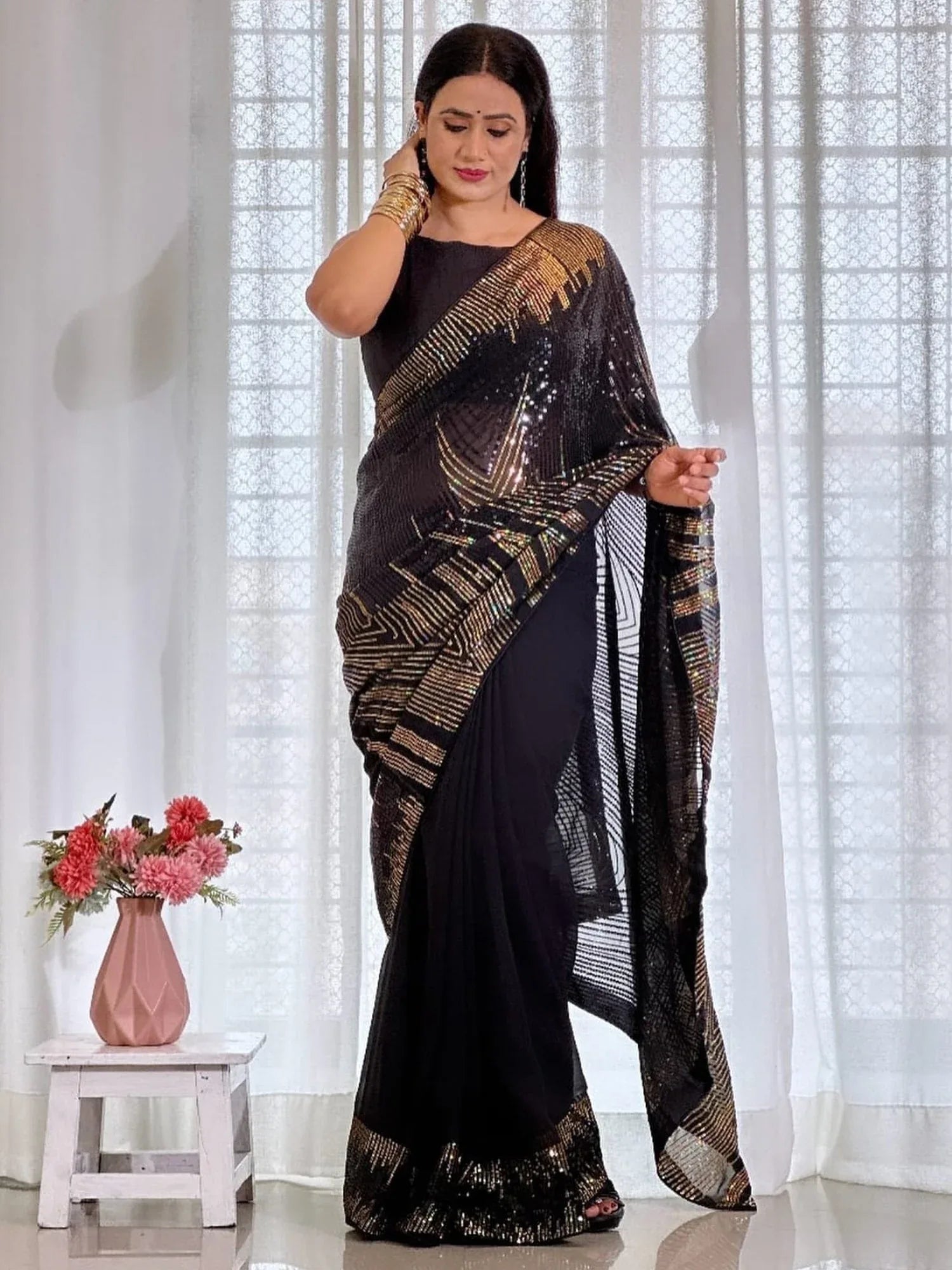 partywear designer saree for festive occasions