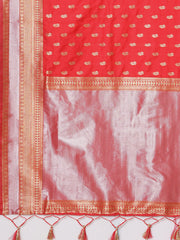 Red Banarasi Silk Blend Woven Saree
