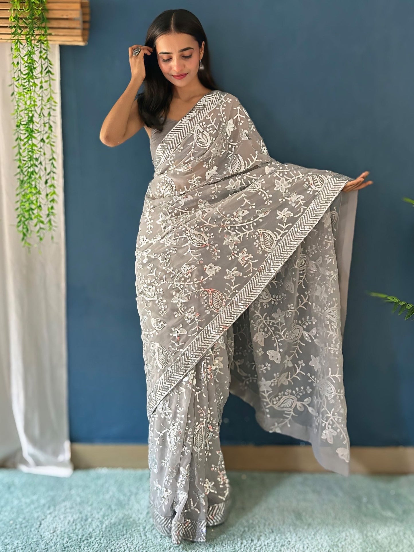 partywear designer saree for festive occasions