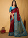 Maroon Maroon Sungudi Silk Blend Printed Saree