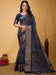 Blue Navy Bandhani Dola Silk Printed Saree