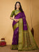 Purple Purple Sungudi Silk Blend Printed Saree
