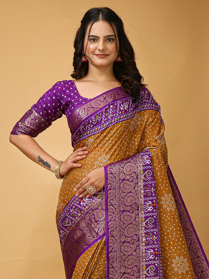 Mustard Patola Dola Silk Printed Saree