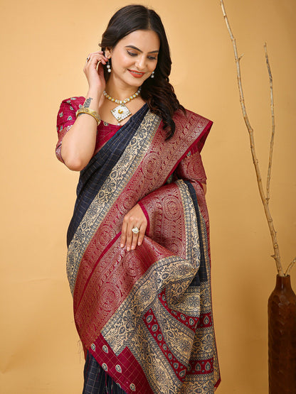 Grey Taant Cotton Silk Printed Saree