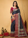 Grey Grey Taant Cotton Silk Printed Saree