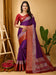 Purple Purple Taant Cotton Silk Printed Saree