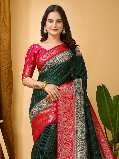 Green Taant Cotton Silk Printed Saree