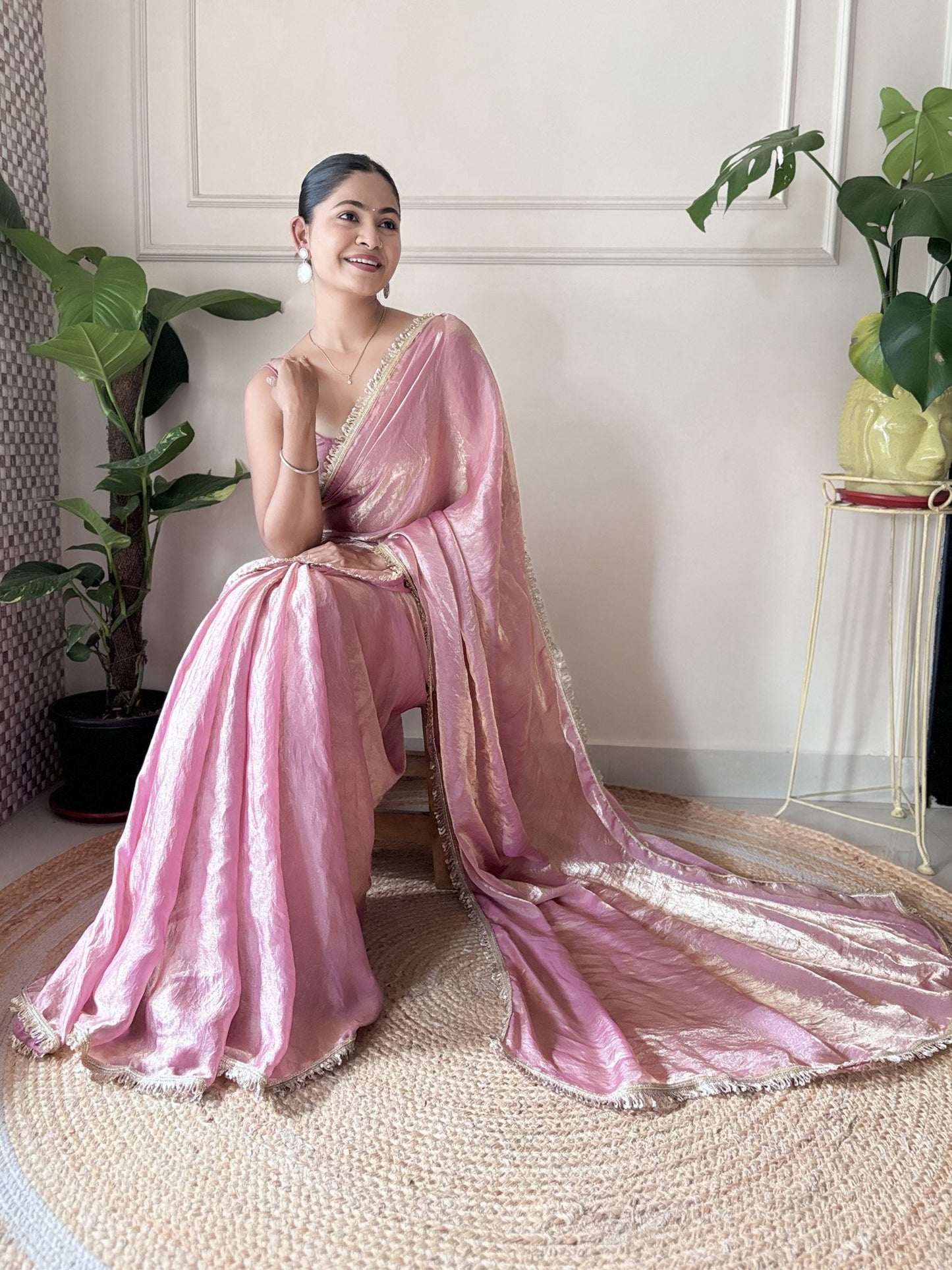 Mauve Party Wear Paper Silk Embellished Saree
