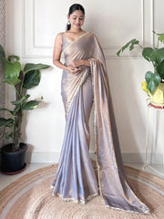 Metallic Party Wear Paper Silk Embellished Saree