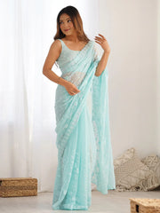 Light Party Wear Georgette Embellished Saree - The Dori Store