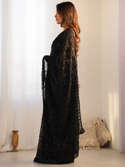 Black Party Wear Georgette Embellished Saree