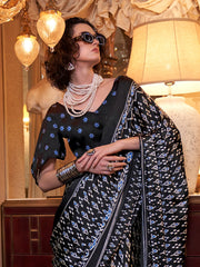 Black Patola Crepe Printed Saree