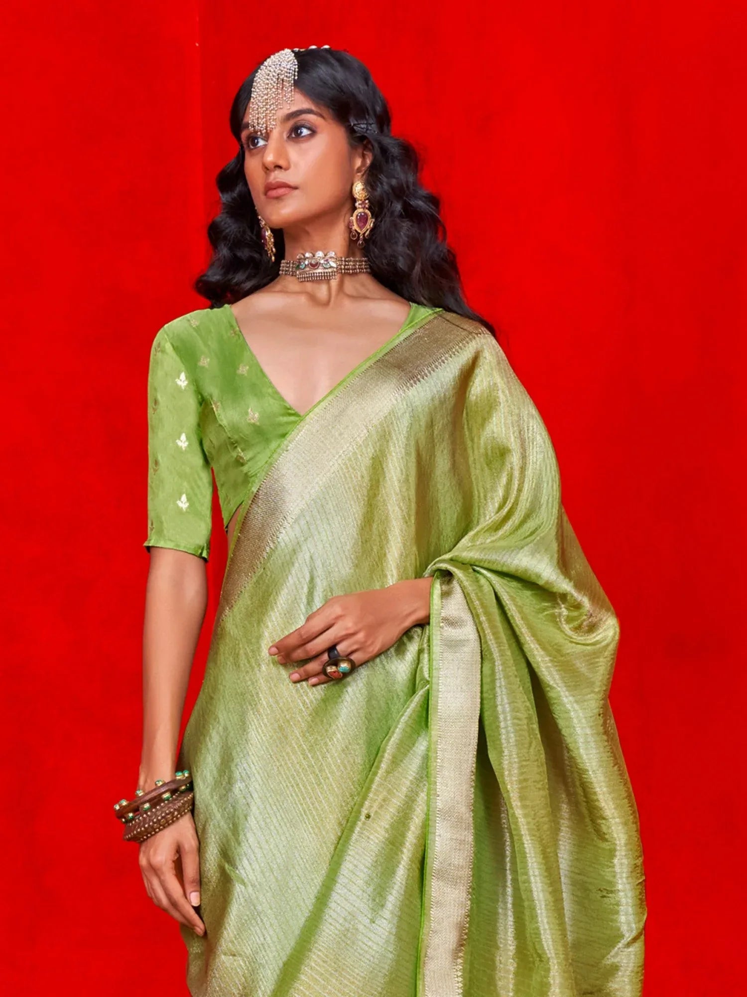 Light Banarasi Viscose Embellished Saree - The Dori Store