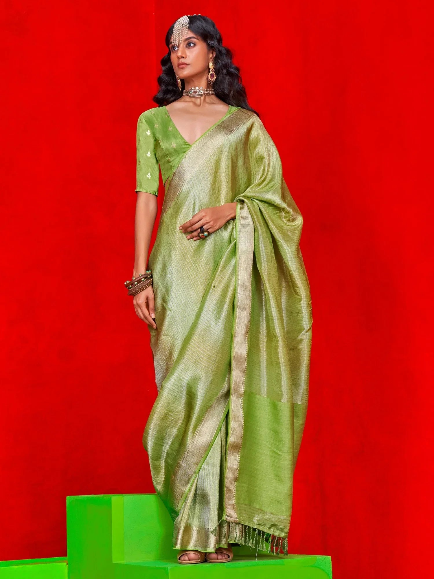 Light Banarasi Viscose Embellished Saree - The Dori Store