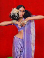 Purple Banarasi Viscose Embellished Saree