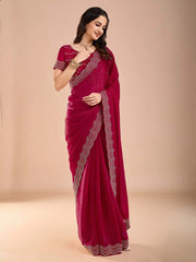 Pink Party Wear Tissue Embellished Saree