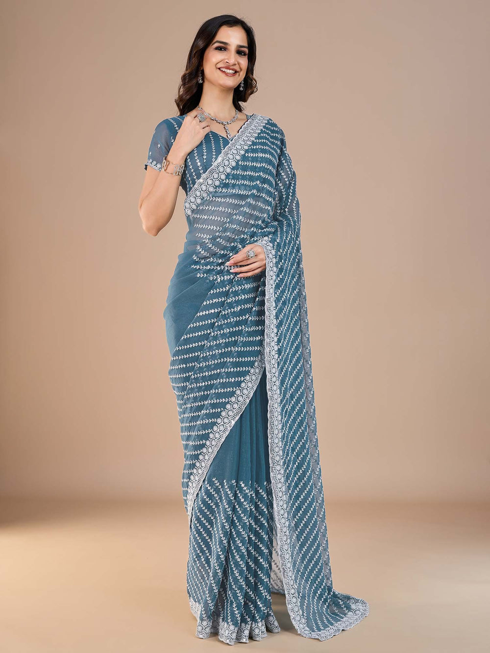 partywear designer saree for festive occasions