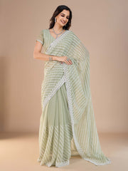 Sea Party Wear Silk Blend Embroidered Saree