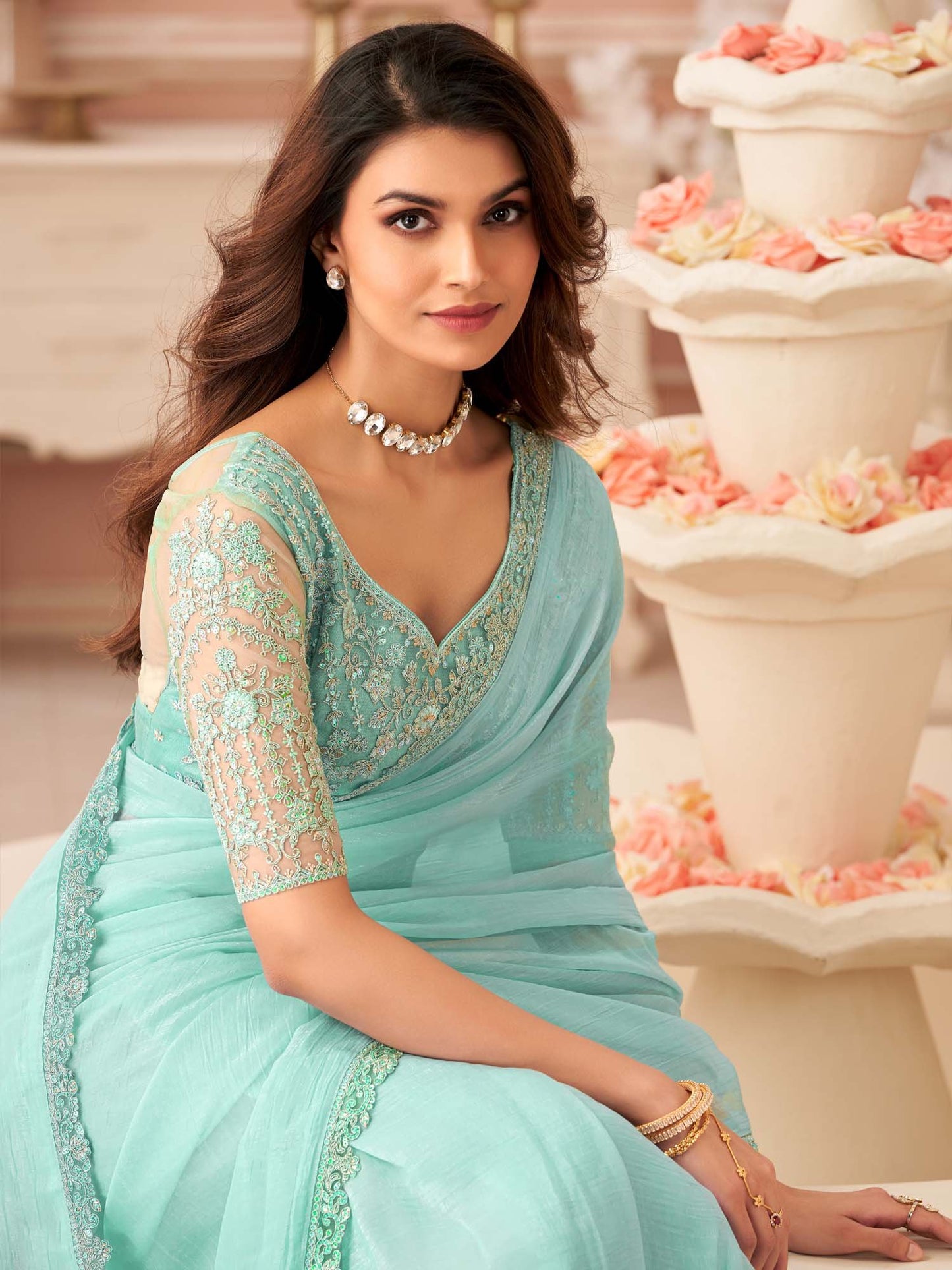 partywear designer saree for festive occasions