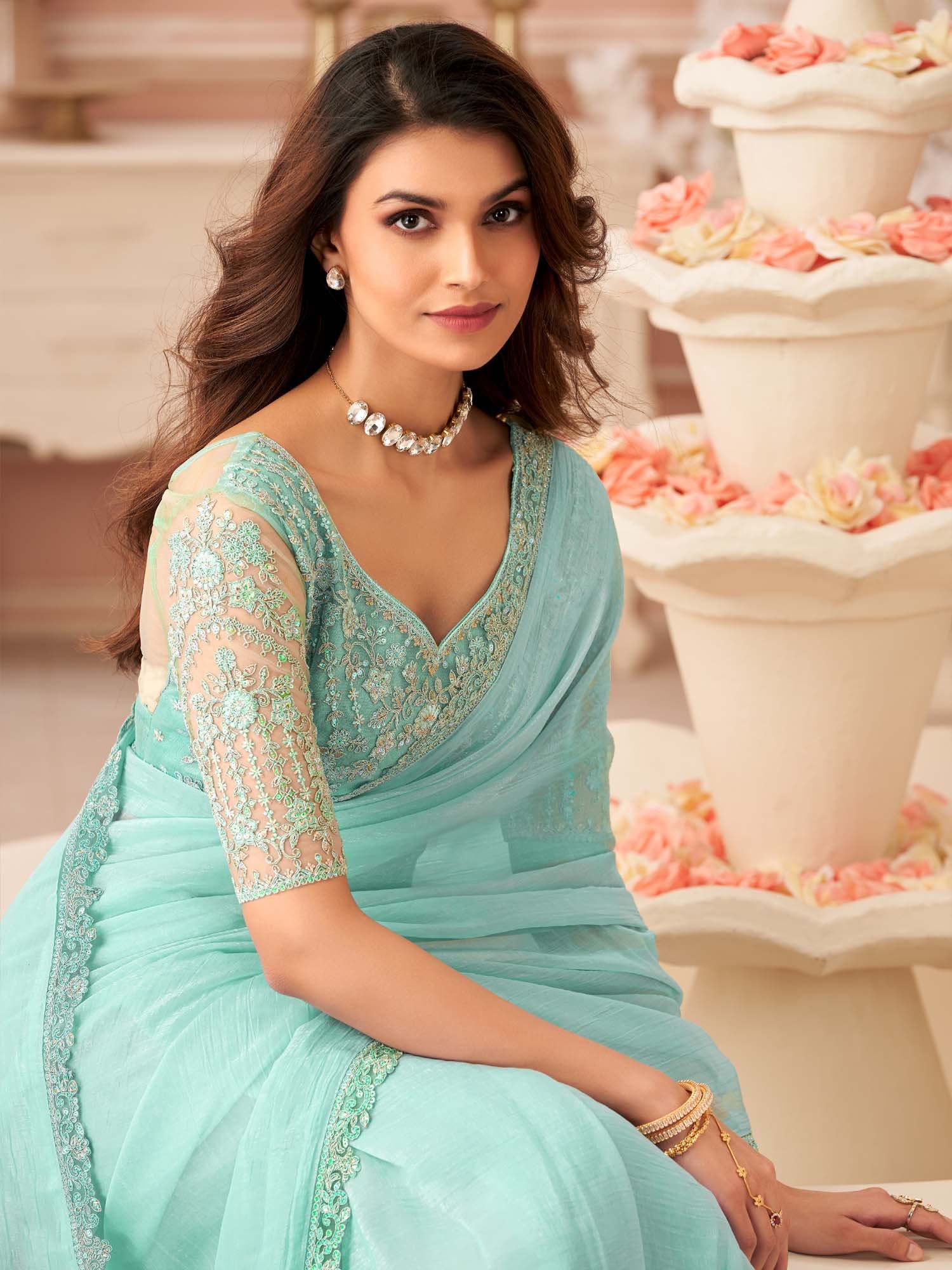 partywear designer saree for festive occasions