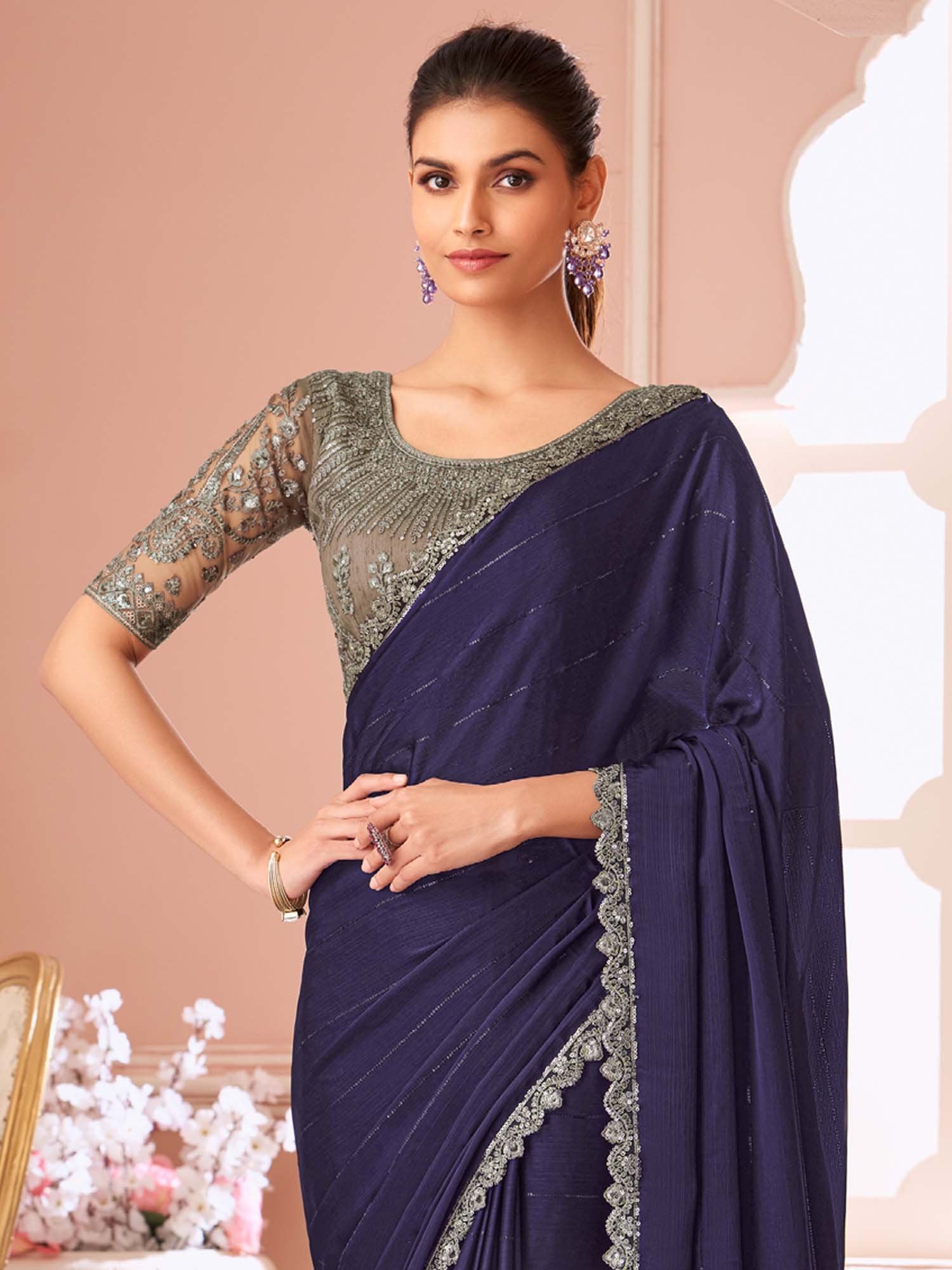 partywear designer saree for festive occasions