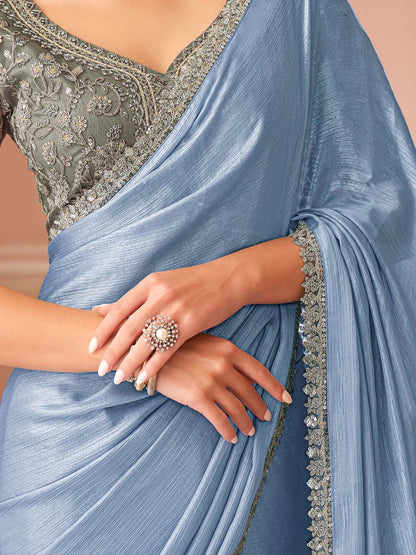Light Party Wear Chiffon Embellished Saree