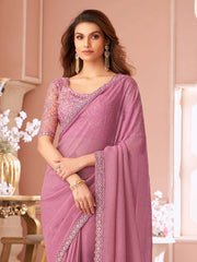 Mauve Party Wear Georgette Embellished Saree