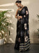 Black Black Block Print Georgette Printed Saree