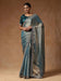 Blue Teal Party Wear Chiffon Embellished Saree