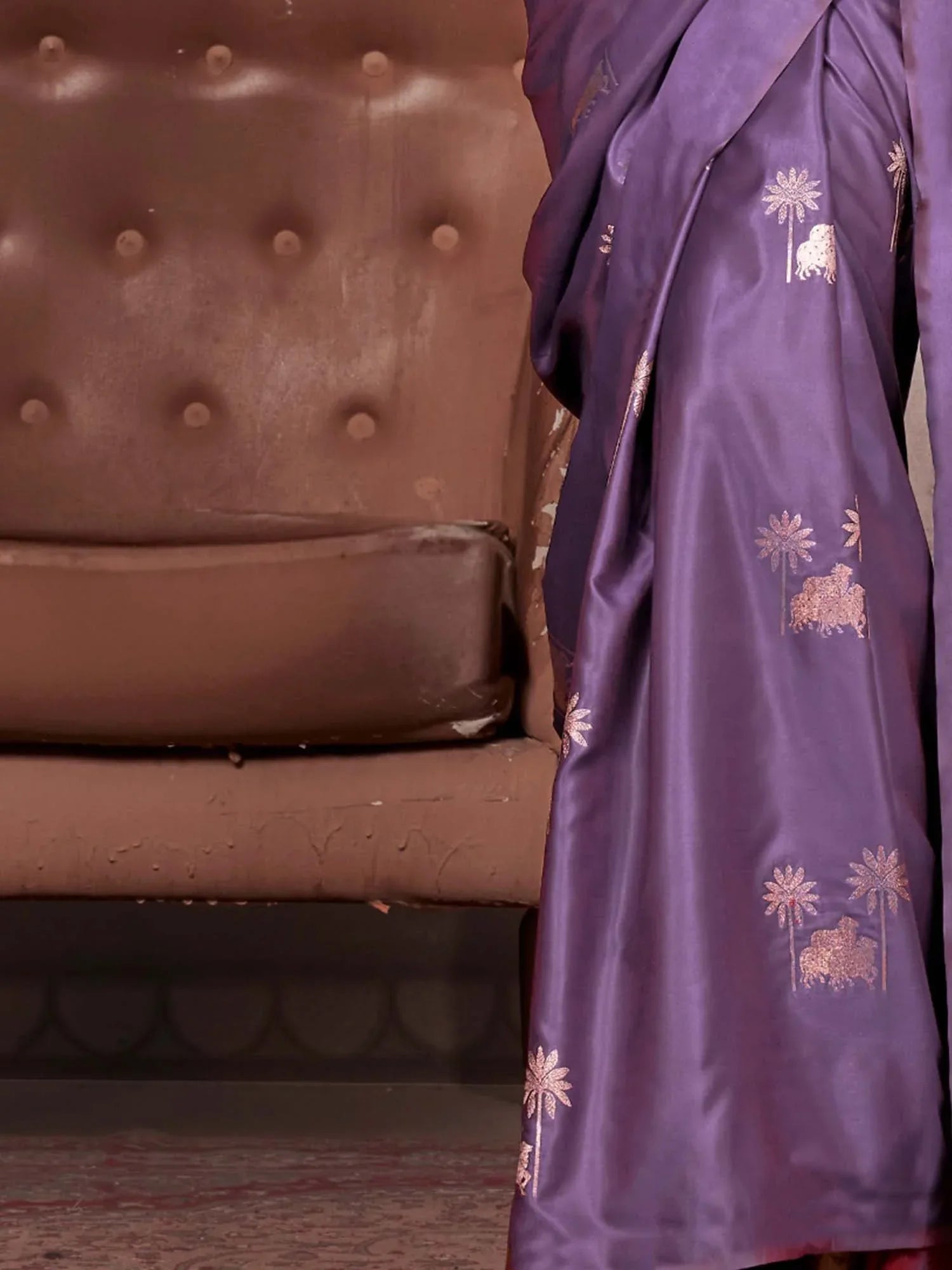 Purple Gadwal Satin Silk Woven Saree