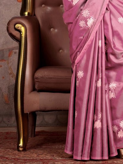 Mauve Gadwal Satin Silk Woven Saree