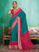 Blue Teal Bandhani Tussar Silk Printed Saree