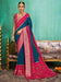 Blue Teal Bandhani Tussar Silk Printed Saree