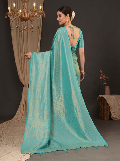 Light Kanjeevaram Silk Blend Woven Saree