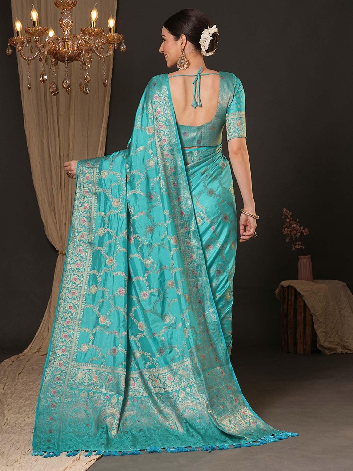 Light Banarasi Dola Silk Woven Saree - The Dori Store