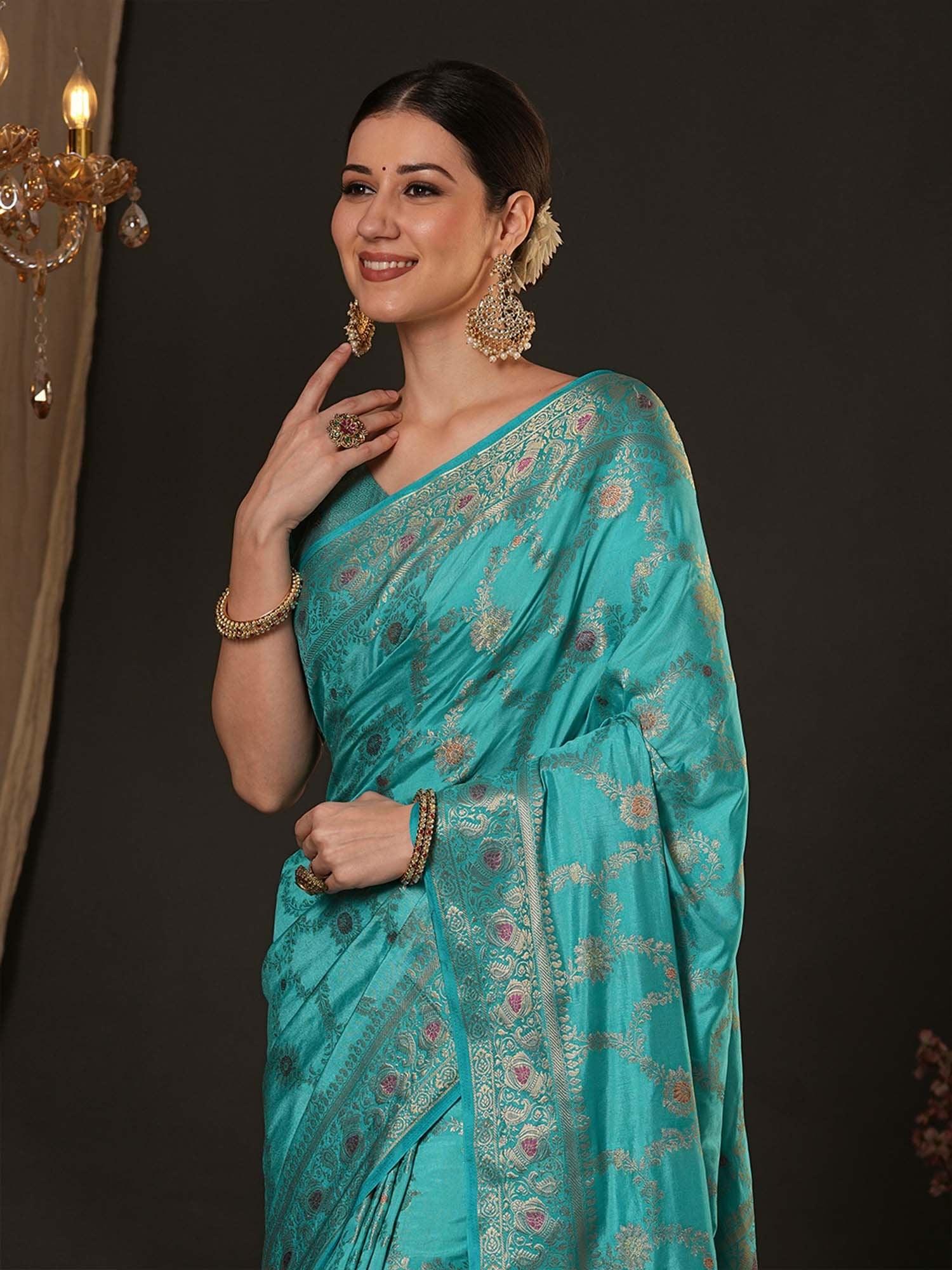 Light Banarasi Dola Silk Woven Saree - The Dori Store