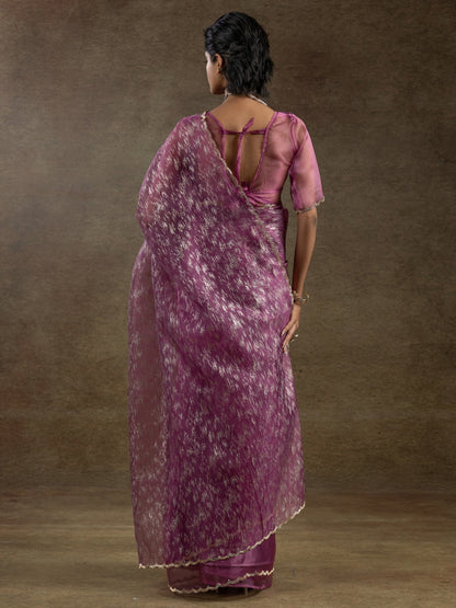 Purple Party Wear Organza Embellished Saree