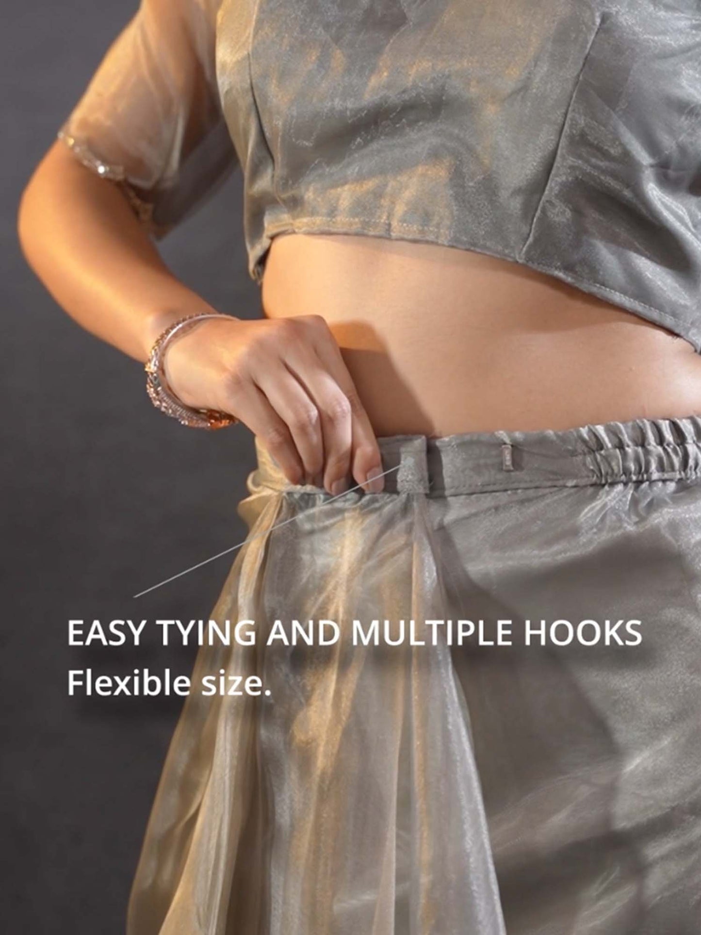 Grey Party Wear Organza Embellished Saree