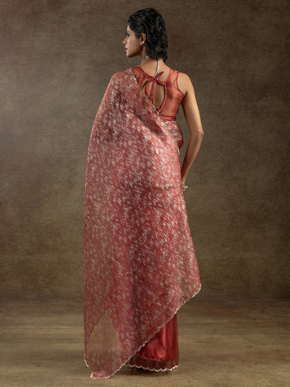 Pink Party Wear Organza Embellished Saree