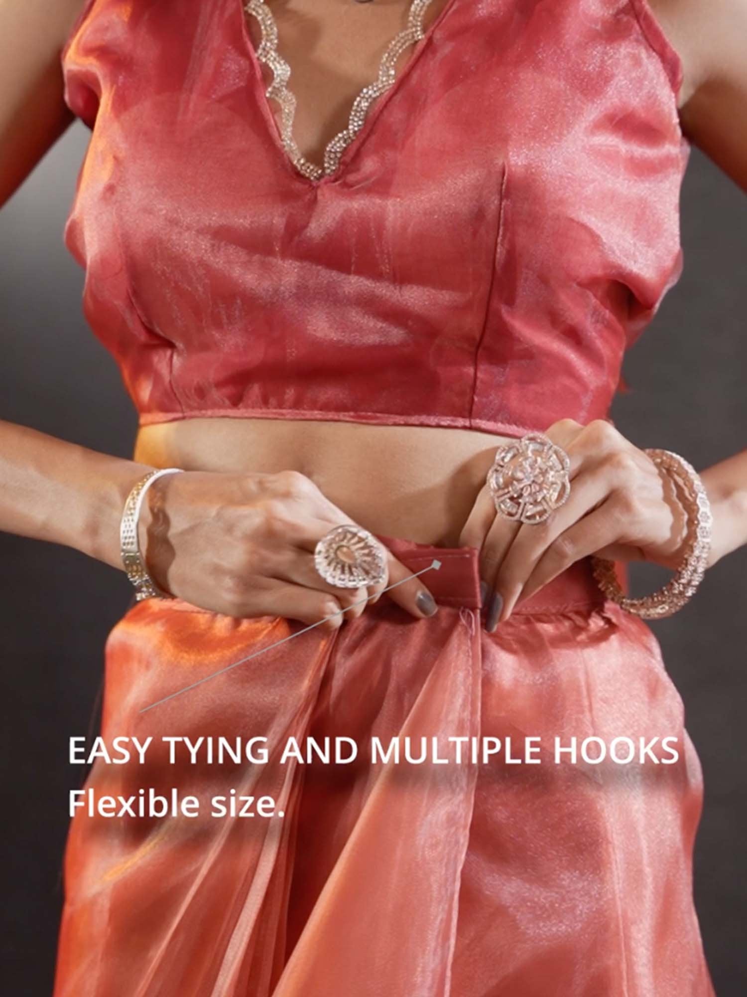 Pink Party Wear Organza Ready To Wear Saree