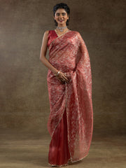 Pink Pink Party Wear Organza Embellished Saree